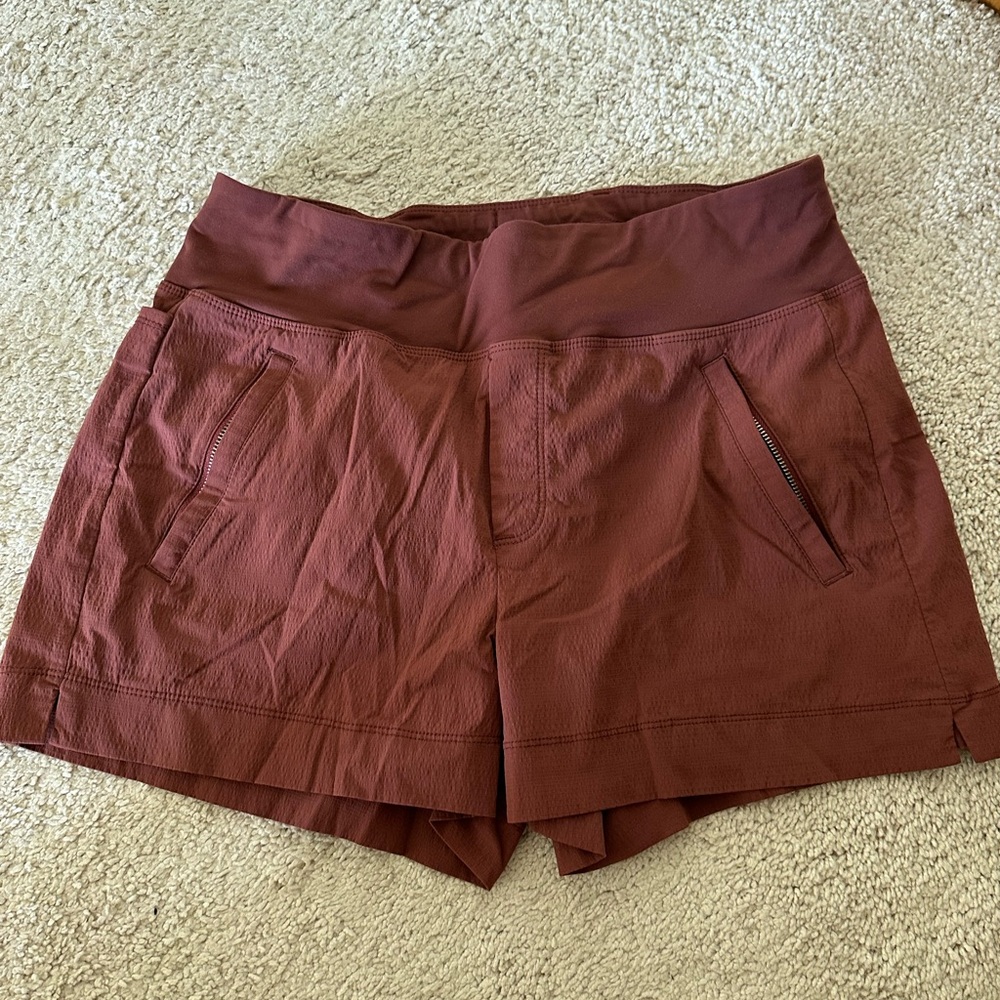 Athleta High Waist Brown Shorts with Structured Fit- Trekkie north shorts